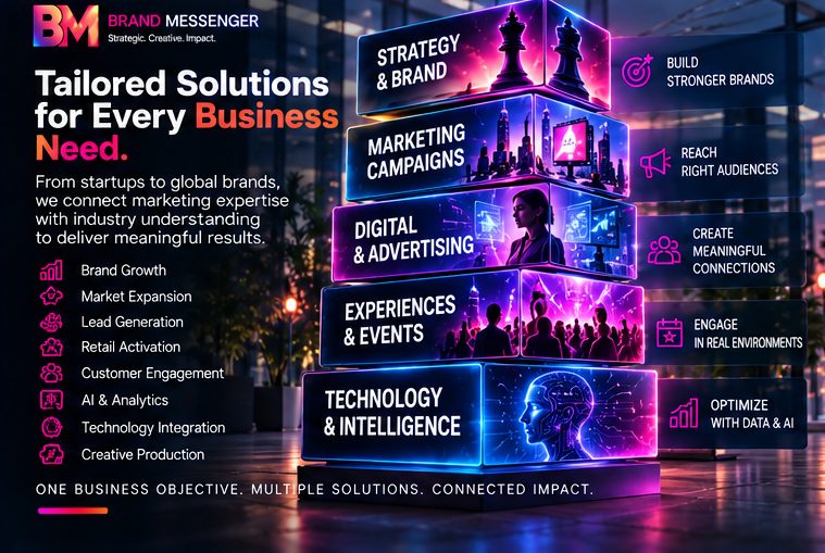 Connected marketing strategy, campaigns, digital advertising, experiences and technology working together